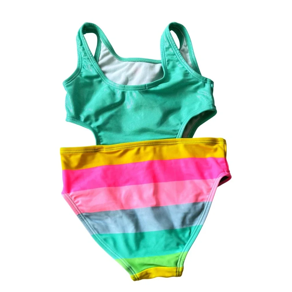 Flapdoodles Girls Swimsuit Size 4 Lot 2 One Piece Icecream‎ Flower Lined EUC